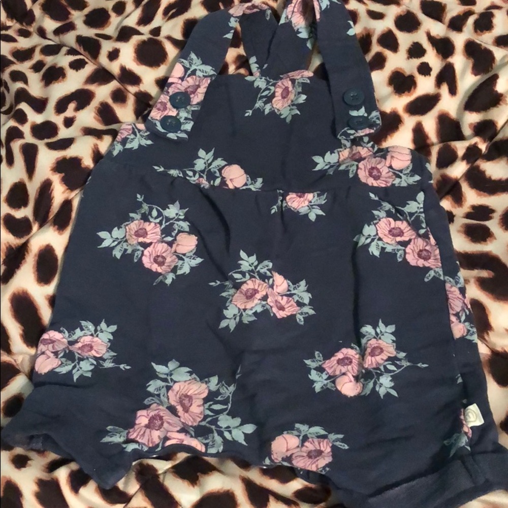 Blue overalls with flowers